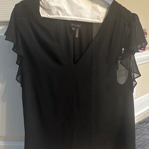 1. State Black V-Neck Ruffle Sleeve Blouse